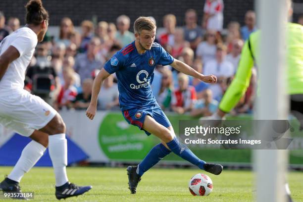 Dylan Vente of Feyenoord during the Club Friendly match between Zeeuws Elftal v Feyenoord at the Sportpark De Veerse Poort on July 7, 2018 in...