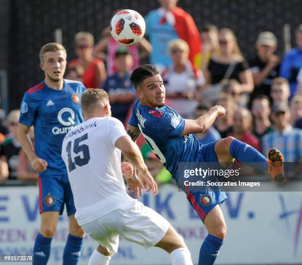 Dylan Vente of Feyenoord , Calvin Verdonk of Feyenoord during the Club Friendly match between Zeeuws Elftal v Feyenoord at the Sportpark De Veerse...