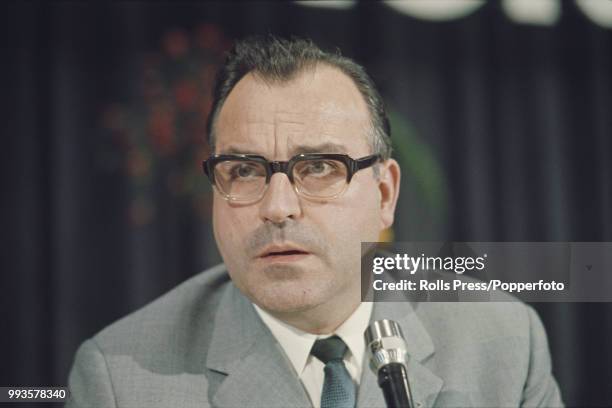 German Christian Democrat politician and Minister-President of Rhineland-Palatinate, Helmut Kohl pictured attending a party convention in West...