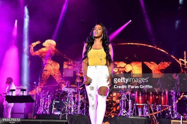 Rapper Remy Ma performs onstage during Queen Latifah's "Ladies First" night at the 2018 Essence Festival - Night 2 at Louisiana Superdome on July 7,...