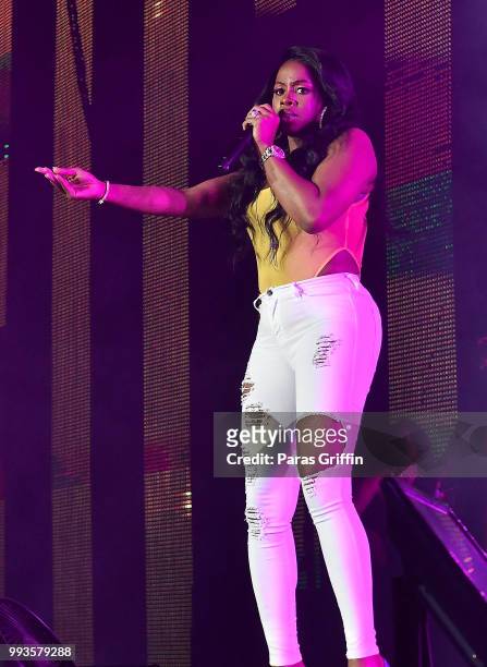 Rapper Remy Ma performs onstage during Queen Latifah's "Ladies First" night at the 2018 Essence Festival - Night 2 at Louisiana Superdome on July 7,...