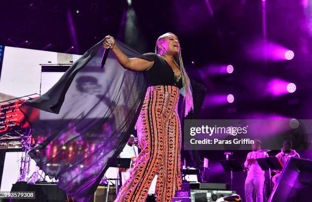 Rapper Yo-Yo performs onstage during Queen Latifah's "Ladies First" night at the 2018 Essence Festival - Night 2 at Louisiana Superdome on July 7,...