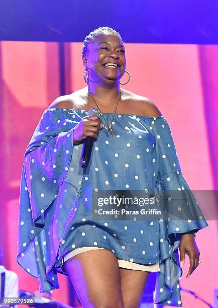 Rapper Roxanne Shante performs onstage during Queen Latifah's "Ladies First" night at the 2018 Essence Festival - Night 2 at Louisiana Superdome on...