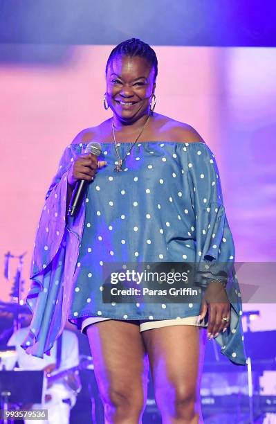 Rapper Roxanne Shante performs onstage during Queen Latifah's "Ladies First" night at the 2018 Essence Festival - Night 2 at Louisiana Superdome on...
