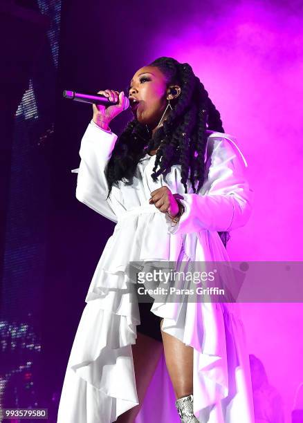Brandy Norwood performs onstage during the 2018 Essence Festival -Day 2 at Louisiana Superdome on July 7, 2018 in New Orleans, Louisiana.