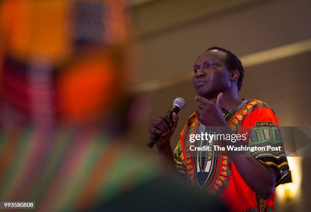 Bol Gai Deng addresses the Baptist General Convention Wednesday, June 27, 2018 in Richmond, Va. Deng is a "Lost Boy" who was enslaved around the age...