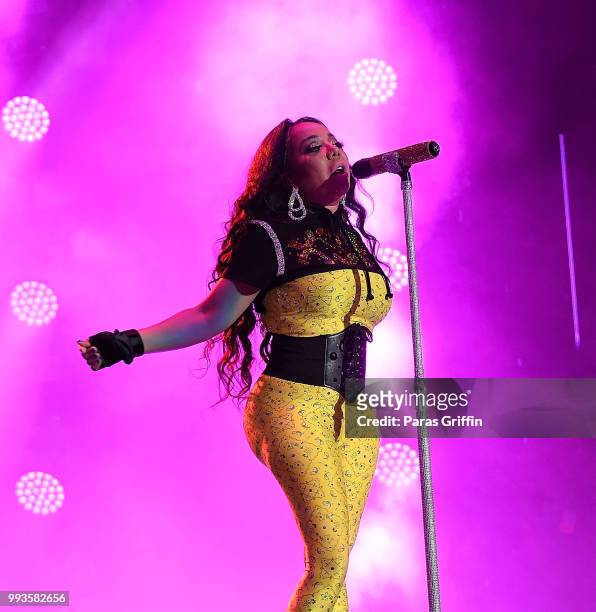 Tameka 'Tiny' Harris of Xscape performs onstage during the 2018 Essence Festival -Day 2 at Louisiana Superdome on July 7, 2018 in New Orleans,...