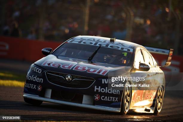 Jamie Whincup drives the Red Bull Holden Racing Team Holden Commodore ZB during race 18 of the Supercars Townsville 400 on July 8, 2018 in...