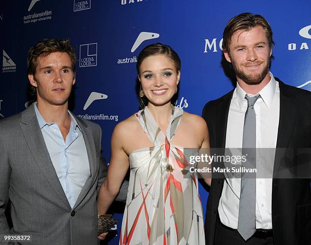 Actors Ryan Kwanten; Bella Heathcote and Chris Hemsworth arrive at Australians In Film's 2010 Breakthrough Awards held at Thompson Beverly Hills on...