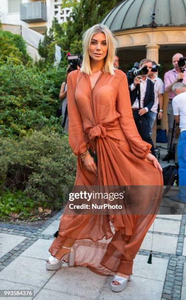 Annika Gassner attends the Marcel Ostertag Fashion Show during the Berlin Fashion Week Spring/Summer 2019 in Berlin, Germany on July 4, 2018.