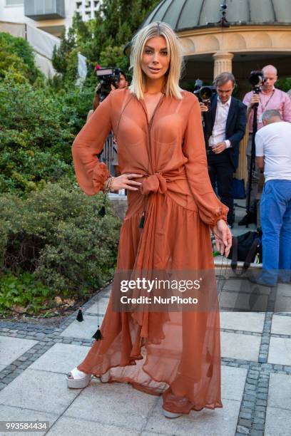 Annika Gassner attends the Marcel Ostertag Fashion Show during the Berlin Fashion Week Spring/Summer 2019 in Berlin, Germany on July 4, 2018.