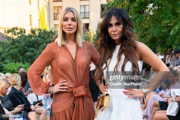 Annika Gassner and Raffaella Slyusareva attend the Marcel Ostertag Fashion Show during the Berlin Fashion Week Spring/Summer 2019 in Berlin, Germany...