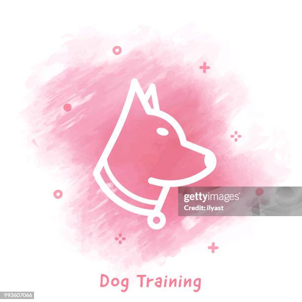 dog training icon watercolor background - puppy training stock illustrations