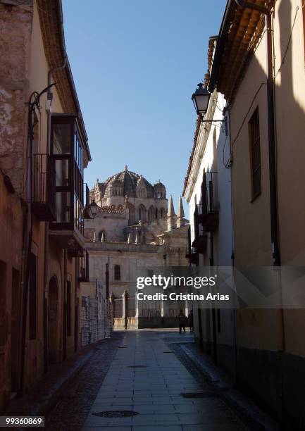 Street of old town with the cathedral, Zamora, Castilla y León, Spain, , .