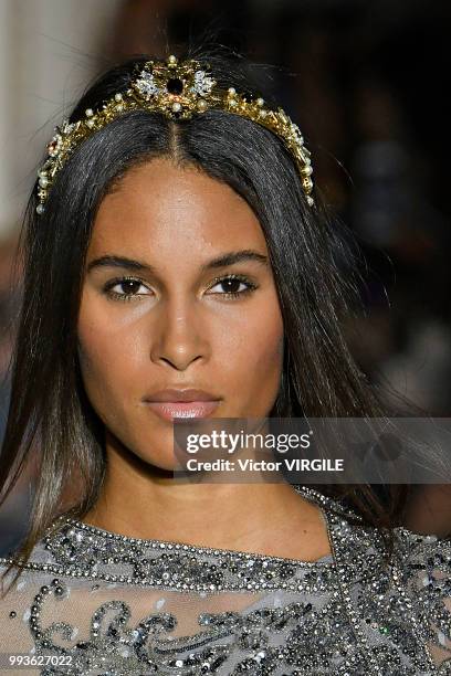 Cindy Bruna walks the runway during the Zuhair Murad Haute Couture Fall Winter 2018/2019 fashion show as part of Paris Fashion Week on July 4, 2018...