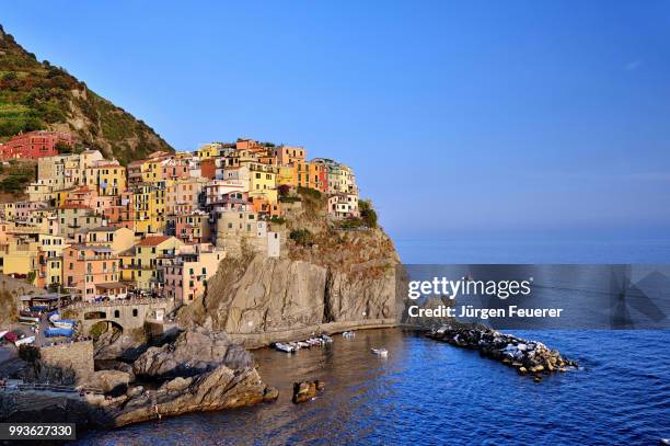 manarola, village of national park cinque terre, ligurian sea, italy - ligurian stock pictures, royalty-free photos & images