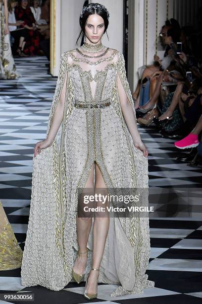 Model walks the runway during the Zuhair Murad Haute Couture Fall Winter 2018/2019 fashion show as part of Paris Fashion Week on July 4, 2018 in...