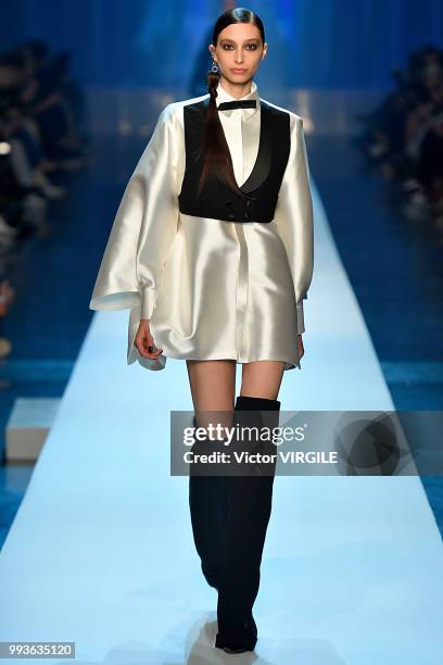 Model walks the runway during the Jean-Paul Gaultier Haute Couture Fall Winter 2018/2019 fashion show as part of Paris Fashion Week on July 4, 2018...