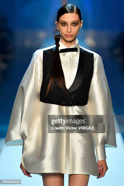 Model walks the runway during the Jean-Paul Gaultier Haute Couture Fall Winter 2018/2019 fashion show as part of Paris Fashion Week on July 4, 2018...