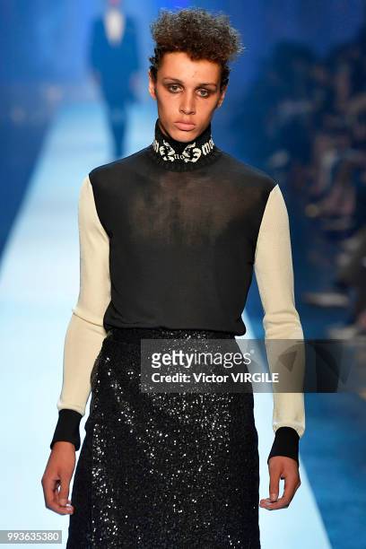 Model walks the runway during the Jean-Paul Gaultier Haute Couture Fall Winter 2018/2019 fashion show as part of Paris Fashion Week on July 4, 2018...