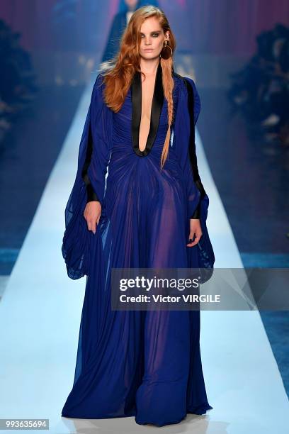 Model walks the runway during the Jean-Paul Gaultier Haute Couture Fall Winter 2018/2019 fashion show as part of Paris Fashion Week on July 4, 2018...