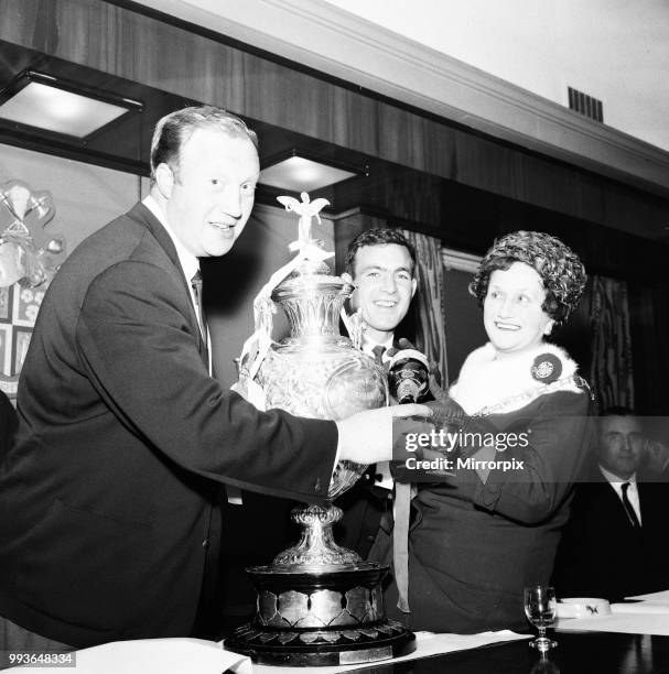 Featherstone Rovers Rugby League Team victory parade after winning the Challenge Cup, in May 1967, Featherstone, West Yorkshire, England. Rovers...