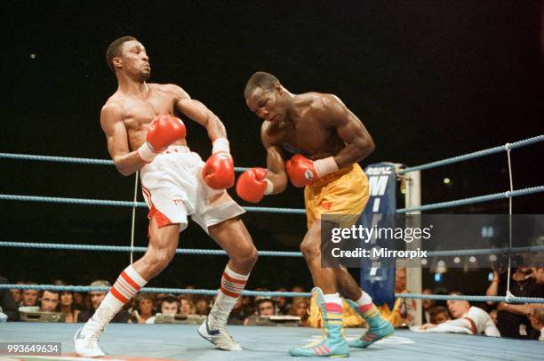 Chris Eubank vs Michael Watson for the WBO middleweight title at Earls Court Exhibition Centre, London, England. Eubanks won by majority decision...