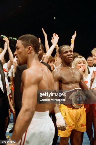 Chris Eubank vs Michael Watson for the WBO middleweight title at Earls Court Exhibition Centre, London, England. Eubanks won by majority decision...