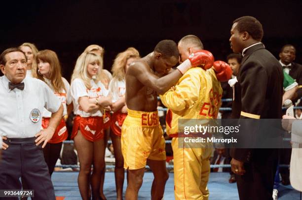 Chris Eubank vs Michael Watson for the WBO middleweight title at Earls Court Exhibition Centre, London, England. Eubanks won by majority decision...