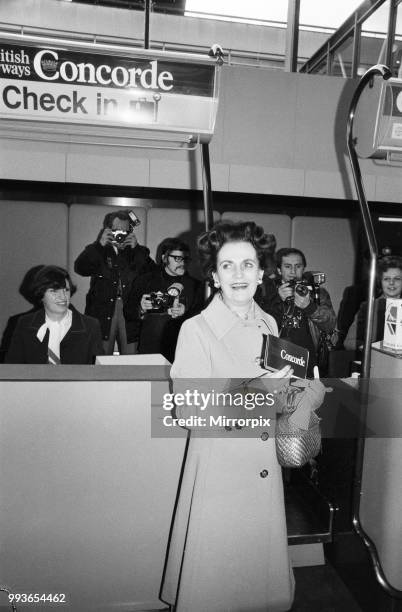 Inaugural commercial flights of the supersonic airliner Concorde on 21st January 1976, seven years after its maiden test flight. One British Airways...