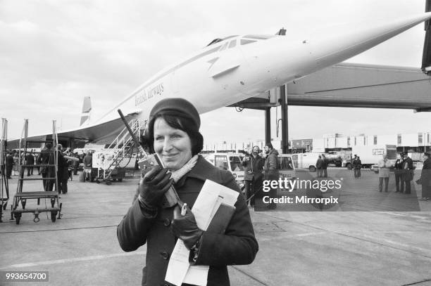 Inaugural commercial flights of the supersonic airliner Concorde on 21st January 1976, seven years after its maiden test flight. One British Airways...