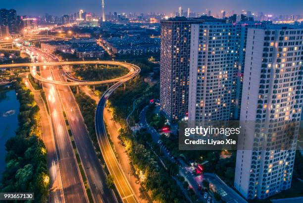 beijing highway aerial view - xie liyao stock pictures, royalty-free photos & images