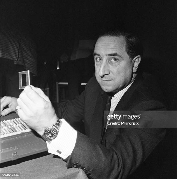 Press conference on progress of the Concorde. Pictured is Brian Trubshaw, Chief Test Pilot, 15th February 1971.