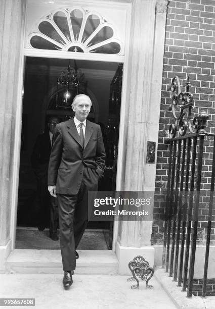 Ministers in Downing Street during talks between Alec Douglas-Home and Labour Leader Harold Wilson over the Cyprus Conflict as the Greek Cypriots and...