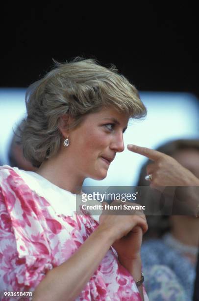 Portrait de Lady Diana à Wimbledon le 5 juillet 1987 à Londres, Royaume-Uni.
