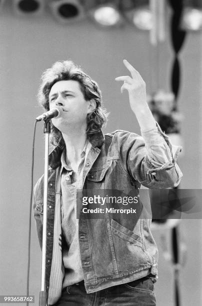 Live Aid dual venue benefit concert held on 13th July 1985 at Wembley Stadium in London, England, and the John F. Kennedy Stadium in Philadelphia,...