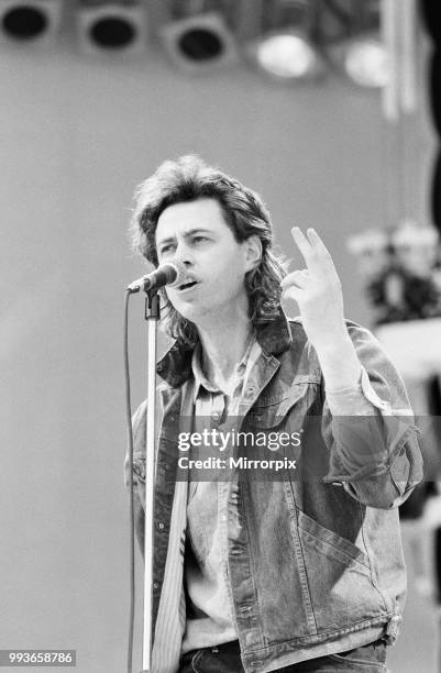 Live Aid dual venue benefit concert held on 13th July 1985 at Wembley Stadium in London, England, and the John F. Kennedy Stadium in Philadelphia,...