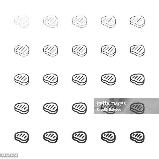 steak icons - multi line series - beef stew stock illustrations