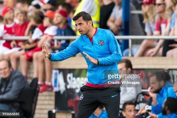 Coach Nicolae Dica of Steaua Bucharest during the friendly match between Ajax Amsterdam and Steaua Bucharest on July 7, 2018 at Sportpark Achterveen...