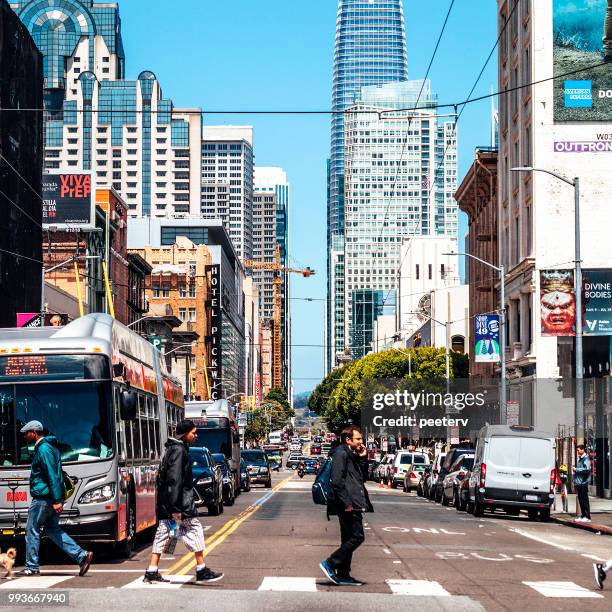 san francisco innenstadt von verkehr - peeter viisimaa or peeterv stock-fotos und bilder