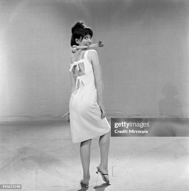 Una Stubbs rehearsing for the 'Dick Emery Show' at the BBC Television Theatre, Shepherd's Bush, 10th July 1963.