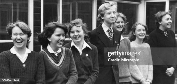 Schoolchildren at Ellergreen Comprehensive School, Norris Green, Liverpool, 5th April 1980. Pictured, left to right, Sarah Pickstock, Gail Woodward,...