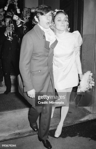 Wedding of Polish film director Roman Polanski and his bride, American actress Sharon Tate, at Chelsea Register Office, London. Picture shows: The...
