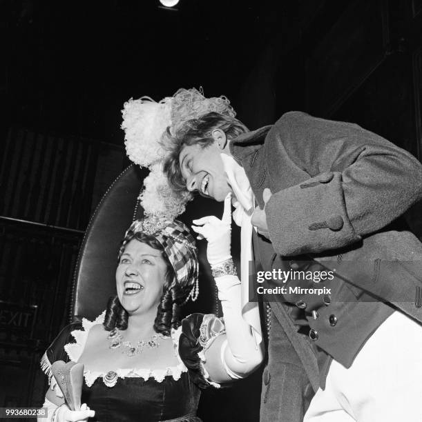 Tommy Steele as Tony Lumpkin and Peggy Mount as Hardcastle in 'She Stoops to Conquer' at the Old Vic, 2nd November 1960.