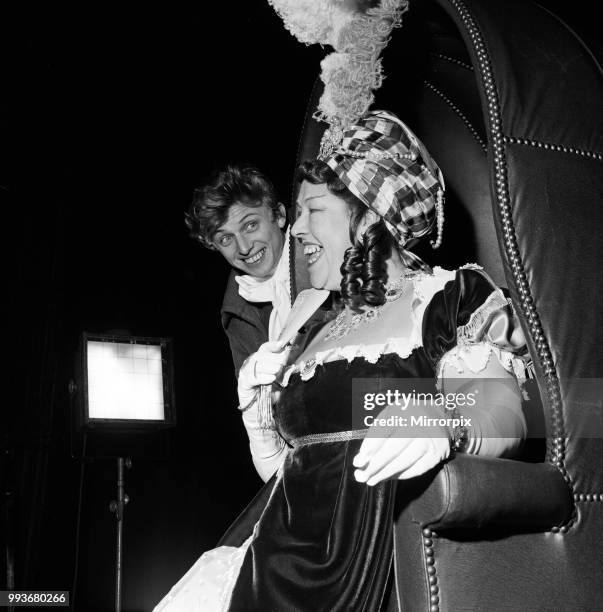 Tommy Steele as Tony Lumpkin and Peggy Mount as Hardcastle in 'She Stoops to Conquer' at the Old Vic, 2nd November 1960.