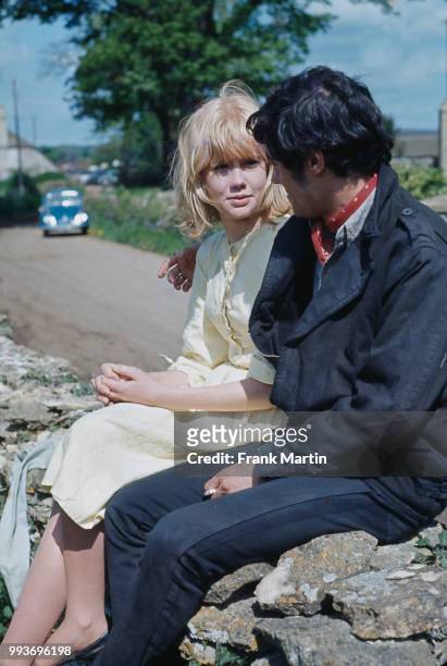 English actors Hayley Mills and Ian McShane on the set of romantic drama film Sky West and Crooked, Gloucestershire, UK, 1965.
