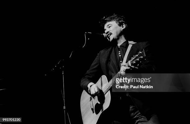 Musician John Prine performs on stage at the Aire Crown Theater in Chicago Illinois, January 26, 1985.