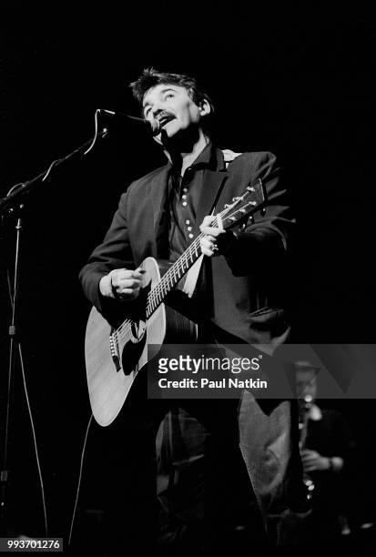Musician John Prine performs on stage at the Aire Crown Theater in Chicago Illinois, January 26, 1985.
