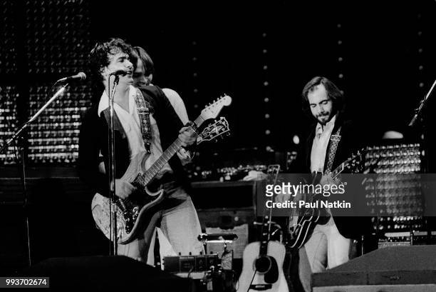 Musicians John Prine, left, and Steve Goodman perform on stage at the Park West in Chicago, Illinois, September 23, 1978.