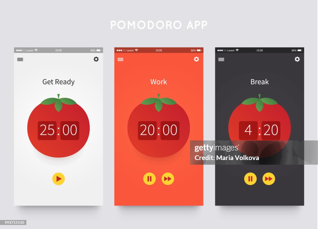 Pomodoro Technique App Ui Design High-Res Vector Graphic - Getty Images